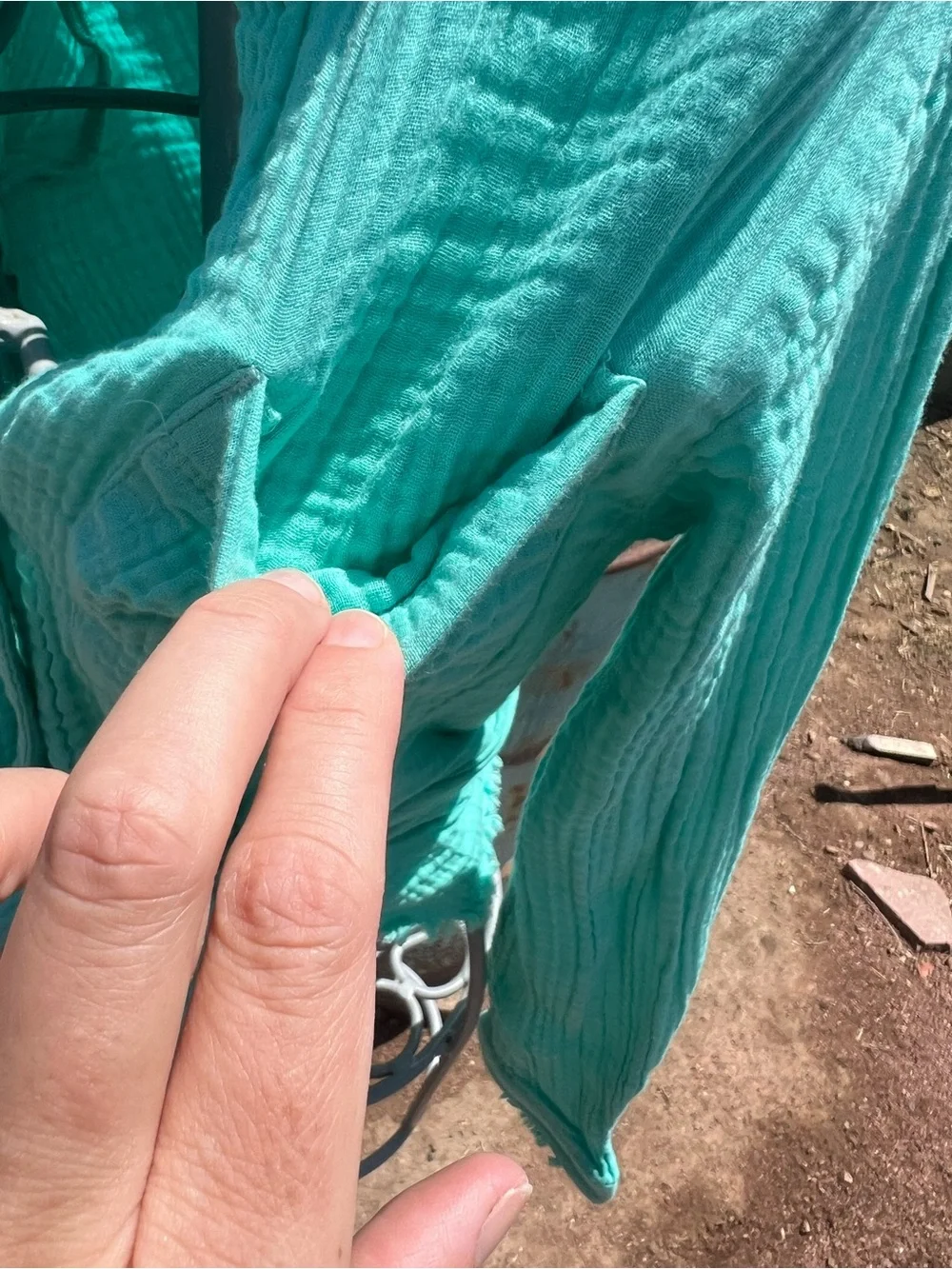 Natural Reflections turquoise Gauze Shirt 100 percent cotton Boho Beachy Country